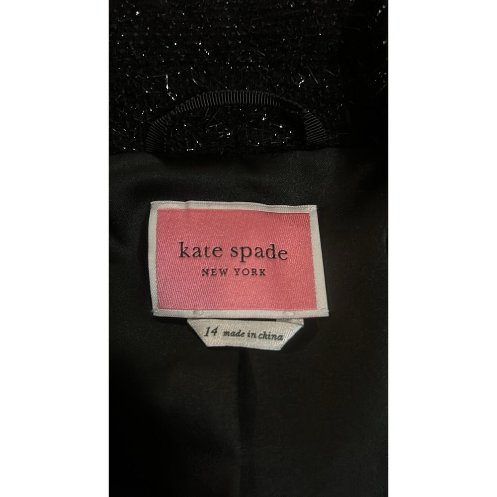Kate Spade Blazer Jacket Tinsel Metallic Sequel Tweed Black Sz 14 Designers‎ - Picture 4 of 15
